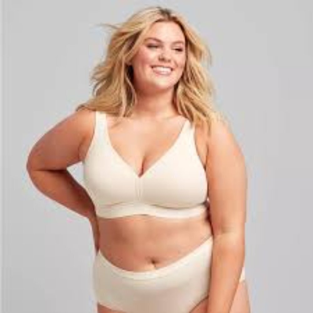 ✅ CACIQUE TAN Cotton Lightly Lined No-Wire Bra SIZE 46D